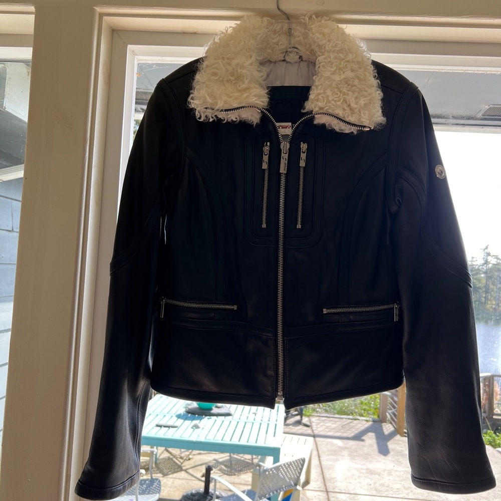 Spyder Dynasty, lambskin jacket w/curly lamb collar